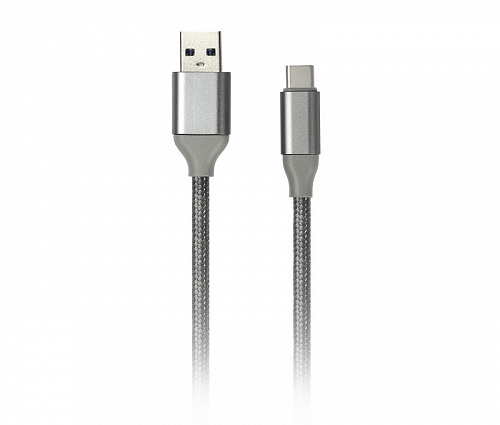 Кабель SMARTBUY USB3.0 TYPE C хлопок 1м серебро