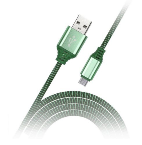 Кабель SMARTBUY USB microUSB кабель в нейлон. оплетке Socks, зеленый