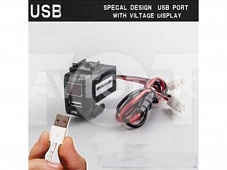 USB разъем в штатную заглушку для Toyota (USB зардка+ Вольтметр)