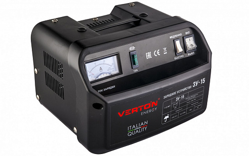 Зарядное устройство VERTON Energy (12/24Вт, 2/6/10А, 2,2-200А/ч, LCD) ЗУ-15А
