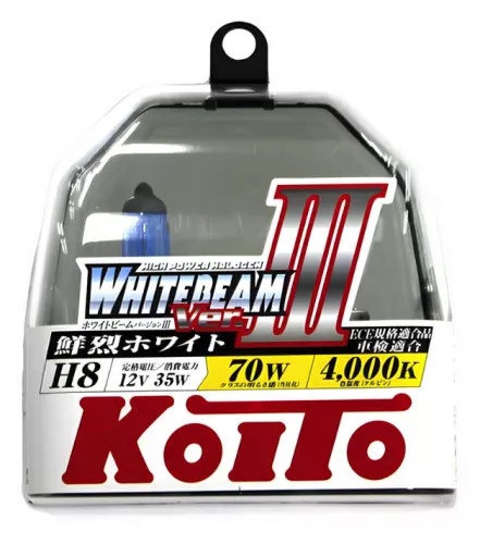 Лампа Koito Whitebeam H8 12V 35W (70W) 4000K (комплект 2 шт.) P0758W Лампа Koito Whitebeam H8 12V 35W (70W) 4000K (комплект 2 шт.) P0758W
