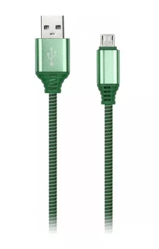 Кабель SMARTBUY USB microUSB кабель в нейлон. оплетке Socks, зеленый