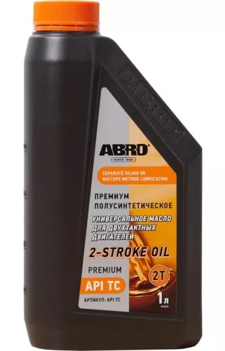 ABRO API TC масло моторное для двухтактных двигателей полусинтетическое (1л) 