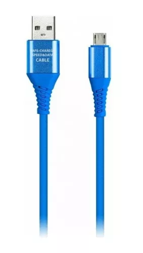 Кабель SMARTBUY USB Micro в рез.оплет. Gear, 1м. мет.након., синий