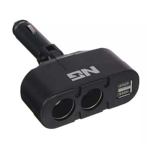 Разветвитель прикуривателя NG 2 выхода +2 USB, 60 W, 2.1А, 12/24В,  пластик