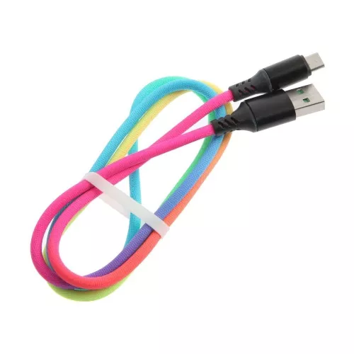 Кабель SMARTBUY USB Micro в тканевой оплетке Acid, длина 1 м, мет. након. 2 А, градиент