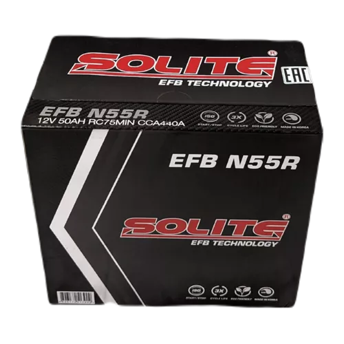 Фото solite efb n55r 50ач аккумулятор автомобильный Solite EFB N55R 50Ач аккумулятор автомобильный