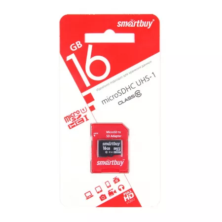 Карта памяти micro SDHC 16GB Class 10 (c адаптера) LE
