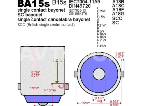 Лампа Луч 12V P21W (BA15s) 21W