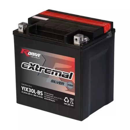 Аккумулятор Rdrive eXtremal Silver YIX30L-BS 31,6 а/ч п.т.385а