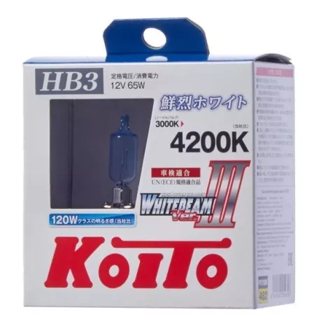 Лампа Koito Whitebeam 9005 (HB3) 12V 65W (120W) 4200K (комплект 2 шт.) P0756W