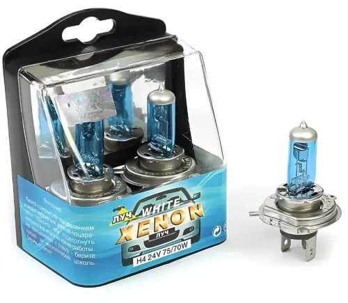 Фото лампа луч white plasma xenon h4 24v 75/70w pt43t Лампа ЛУЧ White Plasma Xenon H4 24V 75/70W Pt43t
