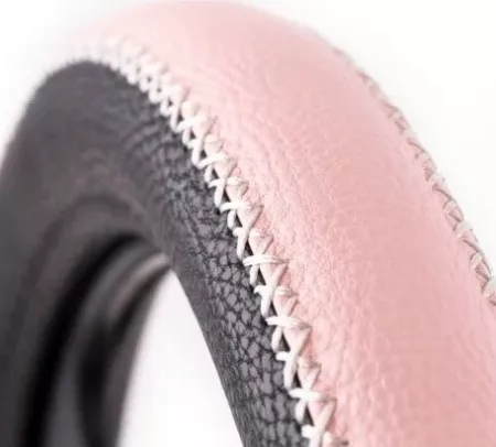 AVTOPROFI оплетка руля  3 вставки, ребристая (Черный+Розовый)