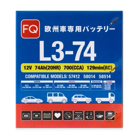 Фото аккумулятор fq l3-74 ёмк.74 ач. п.т. 700 а Аккумулятор FQ L3-74 ёмк.74 Ач. п.т. 700 а