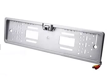 Рамка автомобильного номера белая с камерой заднего вида 