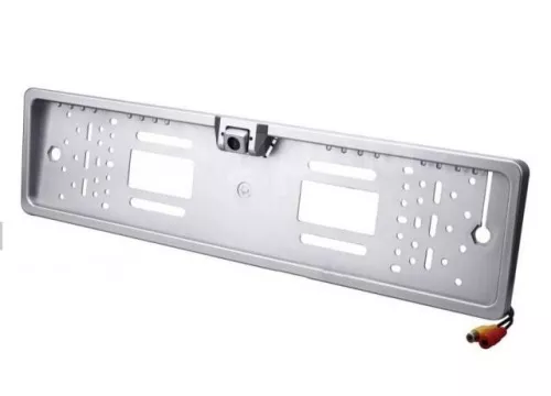 Рамка автомобильного номера белая с камерой заднего вида 