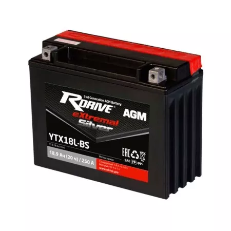 Аккумулятор Rdrive eXtremal Silver YTX18L-BS 18,9Ач 250а