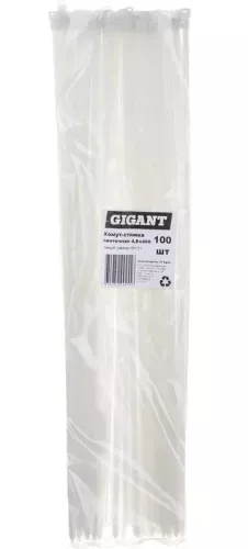 Фото хомут стяжка нейлон. 400/8 (100шт)  белый Хомут стяжка нейлон. 400/8 (100шт)  белый