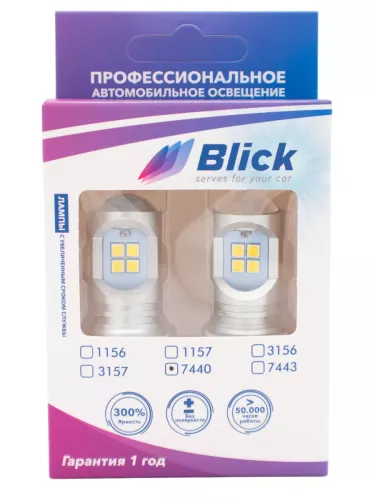 Фото лампа светодиодная blick 7440(w21w)-3030-12smd белый Лампа светодиодная Blick 7440(W21W)-3030-12SMD белый