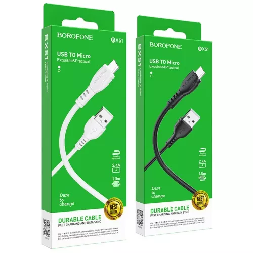 Фото кабель borofone usb micro usb bx51 Кабель BOROFONE USB Micro USB BX51