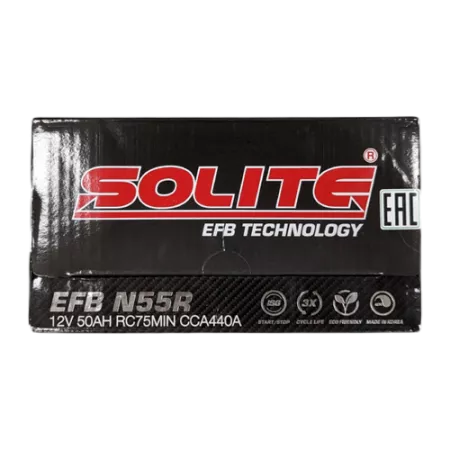 Фото solite efb n55r 50ач аккумулятор автомобильный Solite EFB N55R 50Ач аккумулятор автомобильный