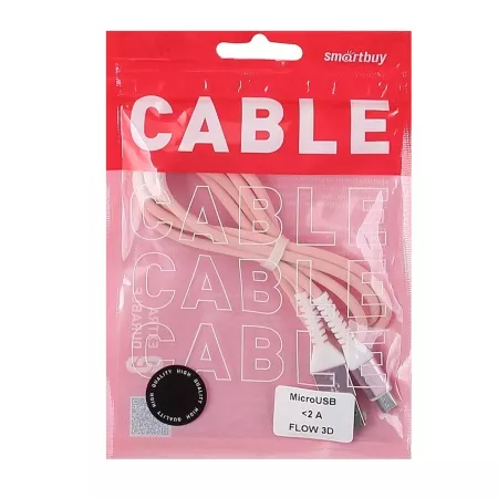 Кабель SMARTBUY USB Micro в TPE оплет. Flow3D, розовый