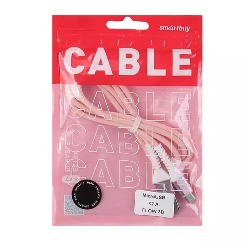 Кабель SMARTBUY USB Micro в TPE оплет. Flow3D, розовый