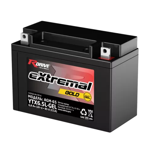 Аккумулятор Rdrive eXtremal Gold YTX6,5L-GEL 6,5Ач 85а Аккумулятор Rdrive eXtremal Gold YTX6,5L-GEL 6,5Ач 85а