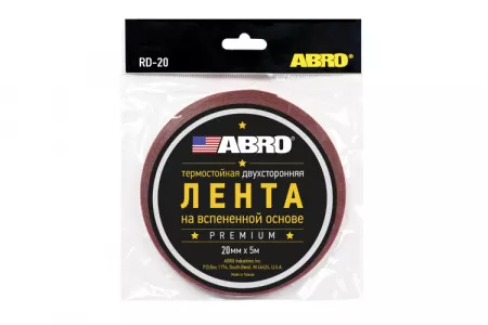 Лента двухсторонняя красная Премиум 12мм Х 5м ABRO MASTERS