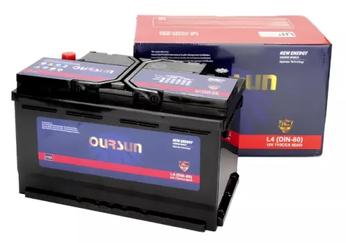 Фото oursun din l4 (din-80) 80ач 710 а аккумулятор автомобильный Oursun DIN L4 (DIN-80) 80Ач 710 А аккумулятор автомобильный